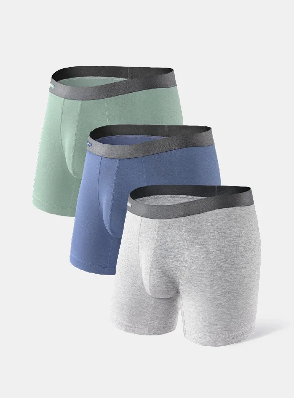 Tag - less men's boxer briefs to prevent irritation3 Pack Soft Bamboo Rayon Boxer Briefs