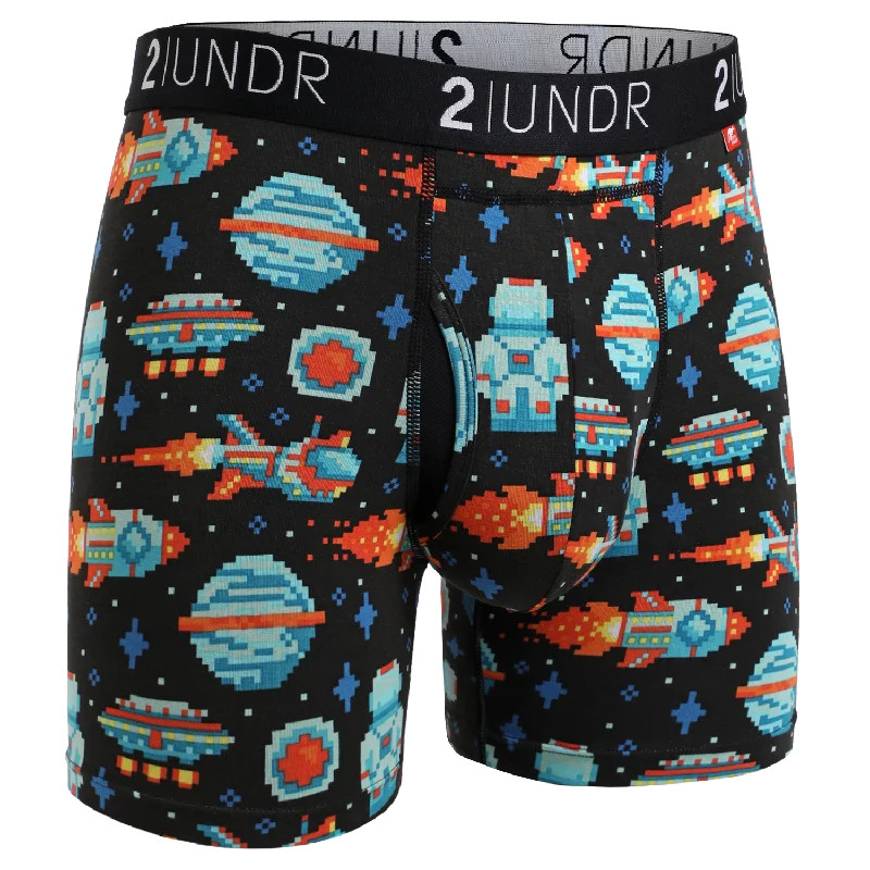 Printed men's boxer briefs with fun designsSwing Shift 6" Boxer Brief - Galactica