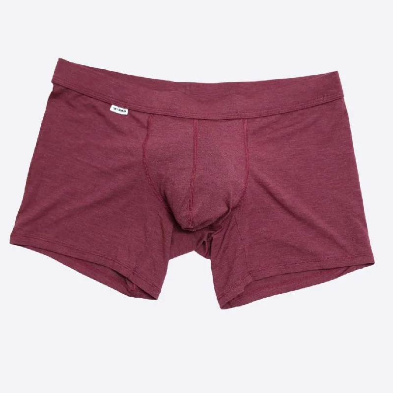 Breathable cotton men's boxer briefs for everyday wearThe Burgundy Heather Boxer Brief