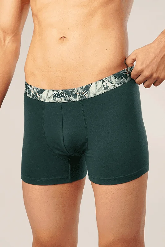 Anti - odor men's boxer briefs for long - lasting freshnessDark Turquoise Print Boxer Trunk