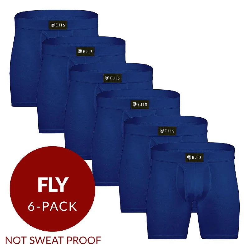 Breathable cotton men's boxer briefs for everyday wearEssential Men's Boxer Briefs with Fly - Navy 6-Pack