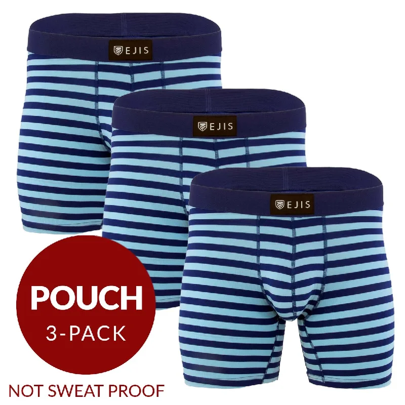 Moisture - wicking men's boxer briefs for sports activitiesEssential Men's Boxer Briefs with Pouch - Stripe 3-Pack