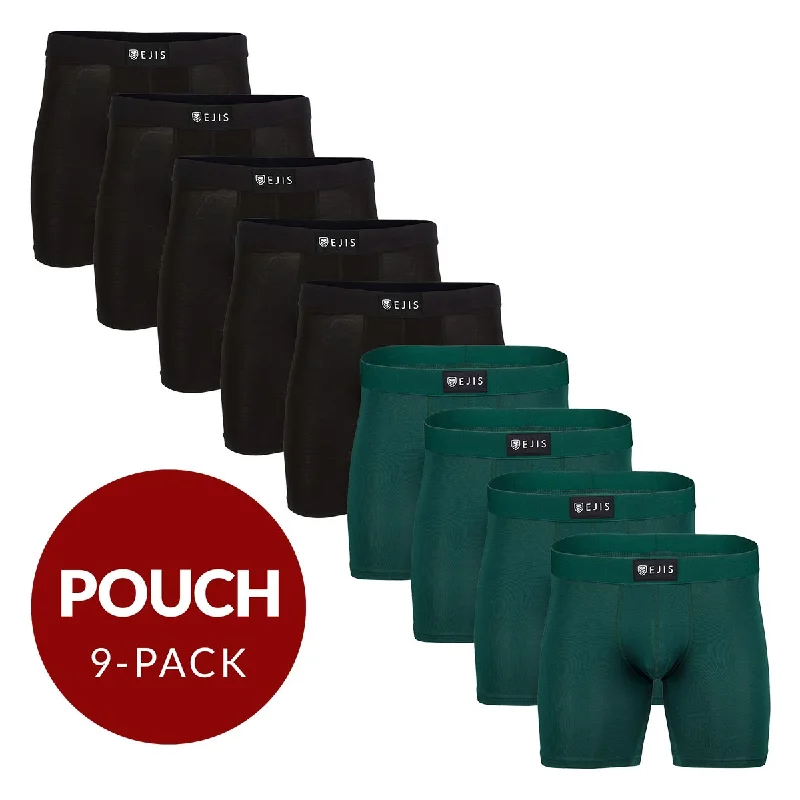 Organic cotton men's boxer briefs for sensitive skinSweat Proof Men's Boxer Briefs with Pouch - Mix 9-Pack (5x Black, 4x Green)