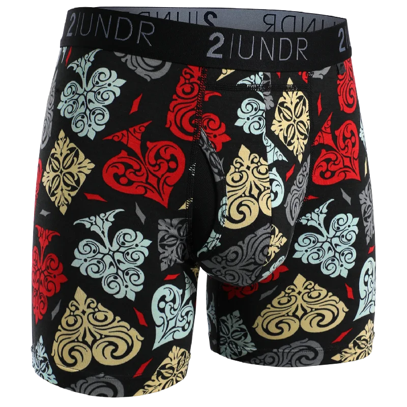 Printed men's boxer briefs with fun designsSwing Shift 6" Boxer Brief - Spades