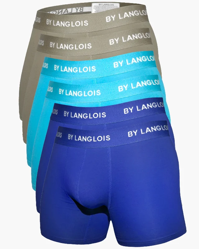 Men's boxer briefs with a soft elastic leg band6-PACK BLUE SUMMER PERFECT FIT BOXER BRIEFS