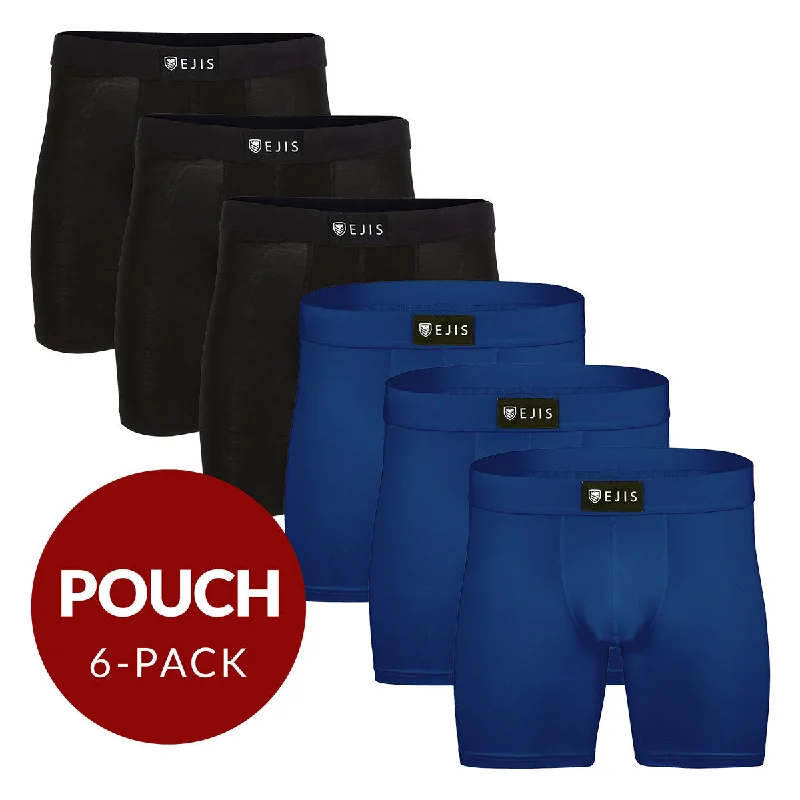 Compression men's boxer briefs for muscle supportSweat Proof Men's Boxer Briefs with Pouch - Mix 6-Pack (3x Black, Navy)