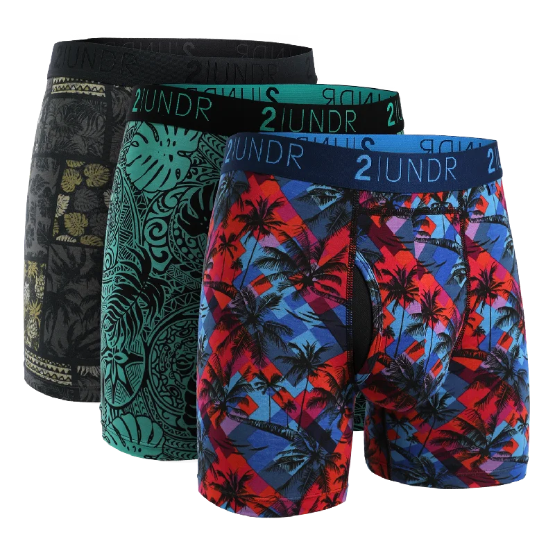 High - rise men's boxer briefs for extra supportSwing Shift 6" Boxer Brief - 3 Pack Boxset - Tonga-Samoa-Fiji