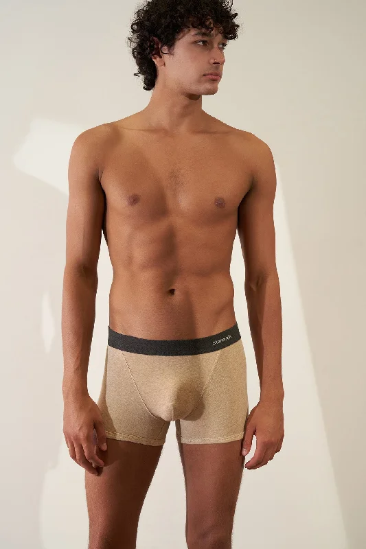 Mesh - paneled men's boxer briefs for ventilationBoxer Brief in Organic Cotton Rib - Sand / Tar