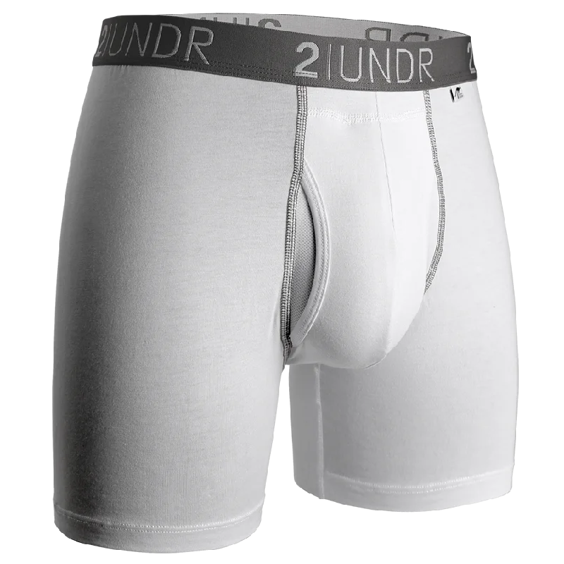 Mesh - paneled men's boxer briefs for ventilationSwing Shift 6" Boxer Brief - White/Grey