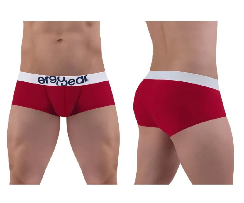 Low - rise men's boxer briefs for a modern silhouetteErgoWear EW1480 MAX COTTON Trunks Color Garnet