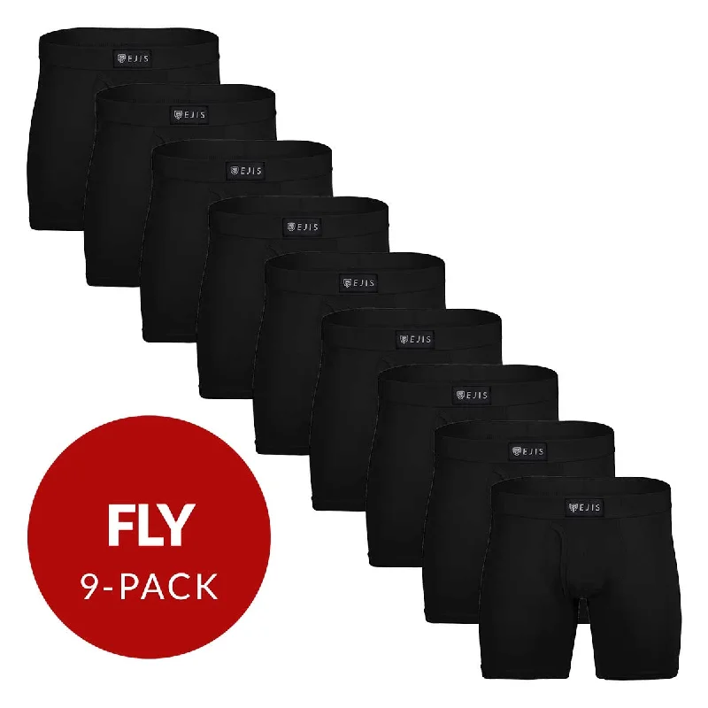 Microfiber men's boxer briefs for a smooth feelSweat Proof Men's Boxer Briefs with Fly - Black 9-Pack