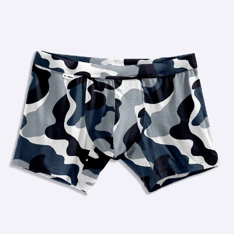 Moisture - wicking men's boxer briefs for sports activitiesThe TBô Blue Camo Boxer Brief