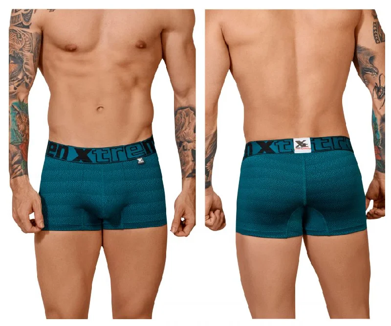 Solid - color men's boxer briefs in classic huesXtremen 51449C Geometric Jacquard Trunk Color Petrol