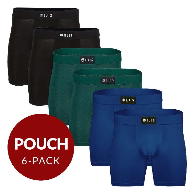 Designer men's boxer briefs with a premium lookSweat Proof Men's Boxer Briefs with Pouch - Mix 6-Pack (2x Black, Green, Navy)