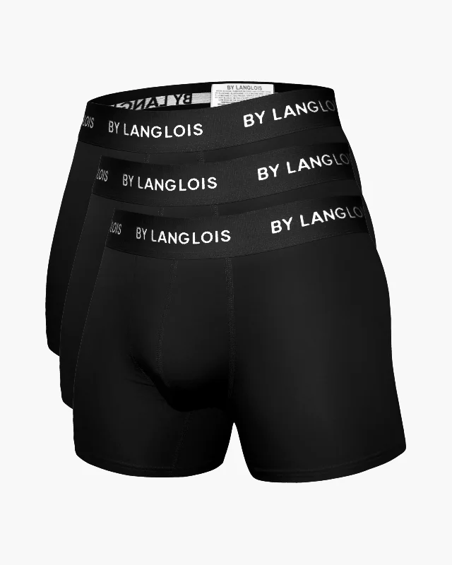 Tag - less men's boxer briefs to prevent irritation3-PACK BLACK PERFECT FIT BOXER BRIEFS