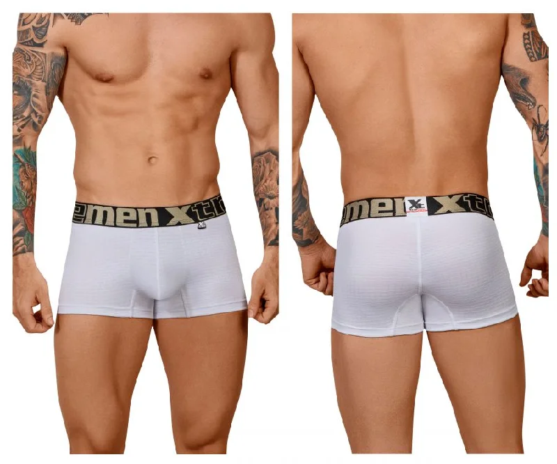 Men's boxer briefs with a soft elastic leg bandXtremen 51436C Geometric Jacquard Trunk Color White