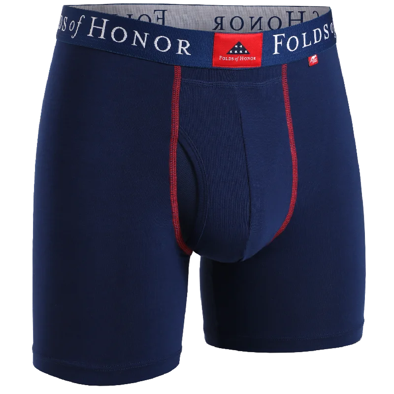 Compression men's boxer briefs for muscle supportSwing Shift 6" Boxer Brief - - Folds of Honor - Navy