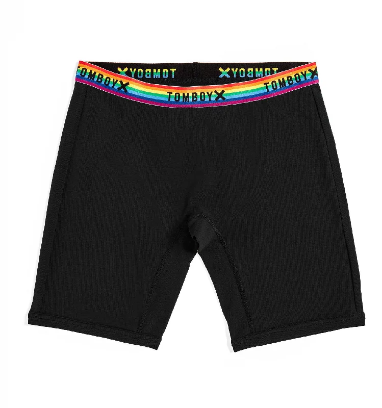 Men's boxer briefs with a soft elastic leg band9" Boxer Briefs - Black Rainbow