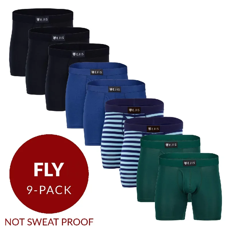 Tag - less men's boxer briefs to prevent irritationEssential Men's Boxer Briefs with Fly - Mix 9-Pack