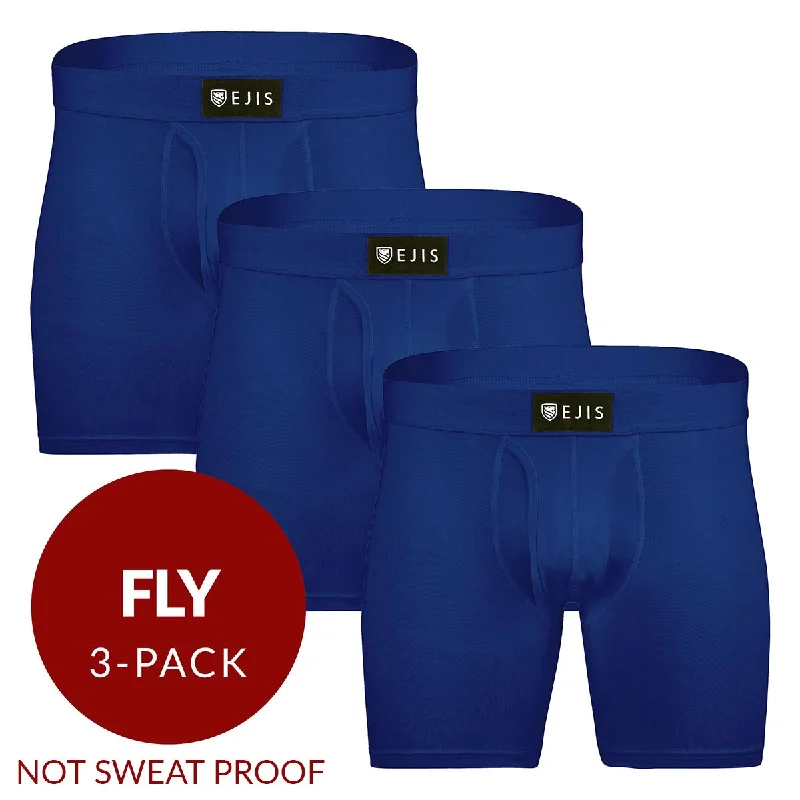 Men's boxer briefs with a soft elastic leg bandEssential Men's Boxer Briefs with Fly - Navy 3-Pack