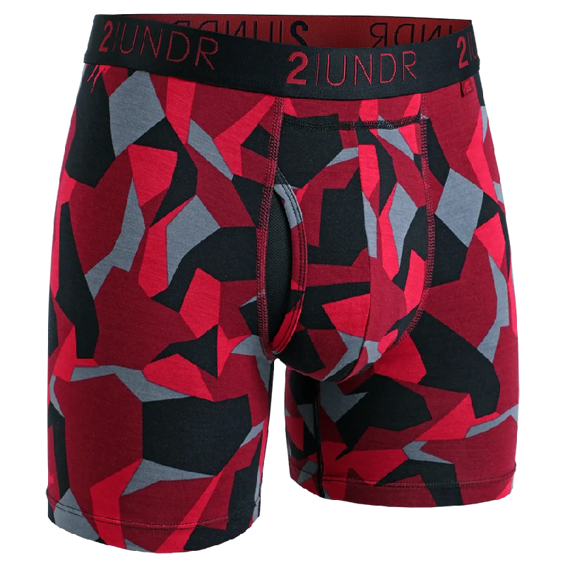 Printed men's boxer briefs with fun designsSwing Shift 6" Boxer Brief - Fire Camo