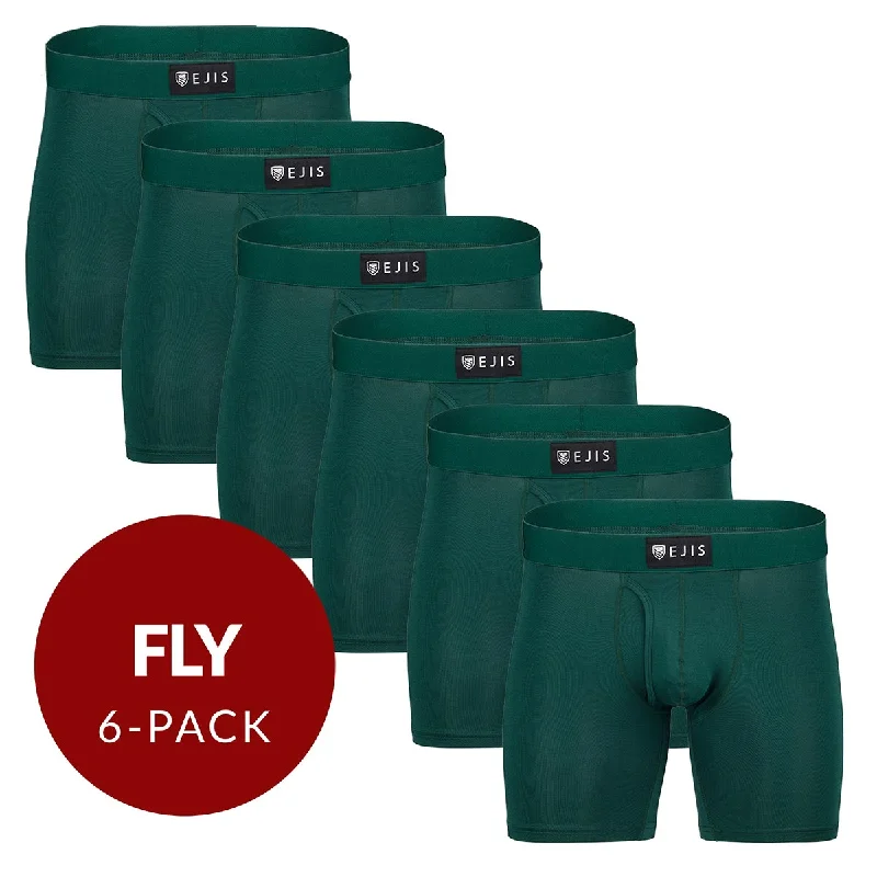 Moisture - wicking men's boxer briefs for sports activitiesSweat Proof Men's Boxer Briefs with Fly - Green 6-Pack