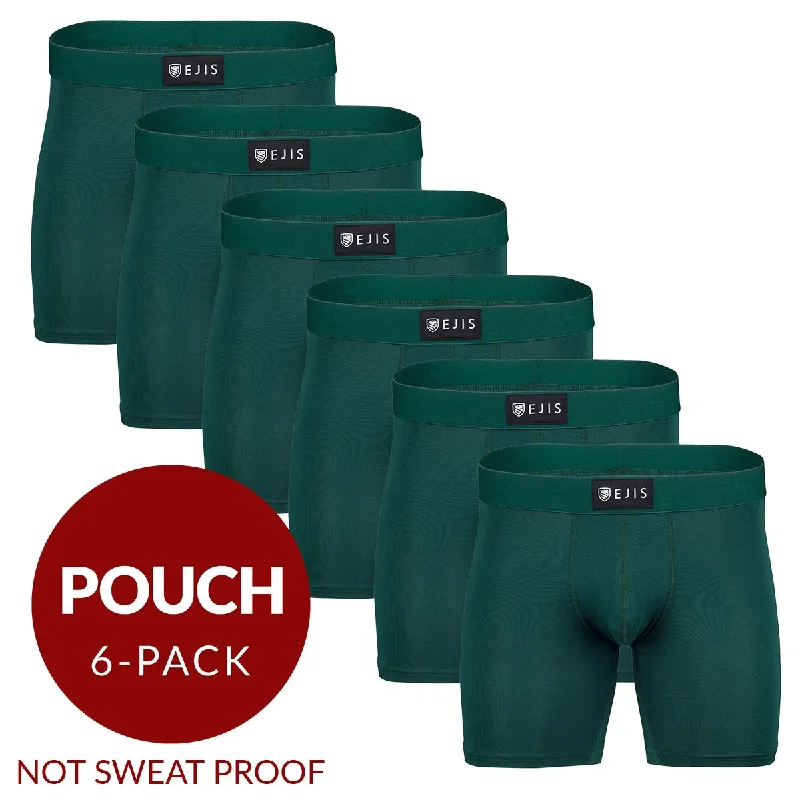 Patterned men's boxer briefs, such as stripes or checksEssential Men's Boxer Briefs with Pouch - Green 6-Pack