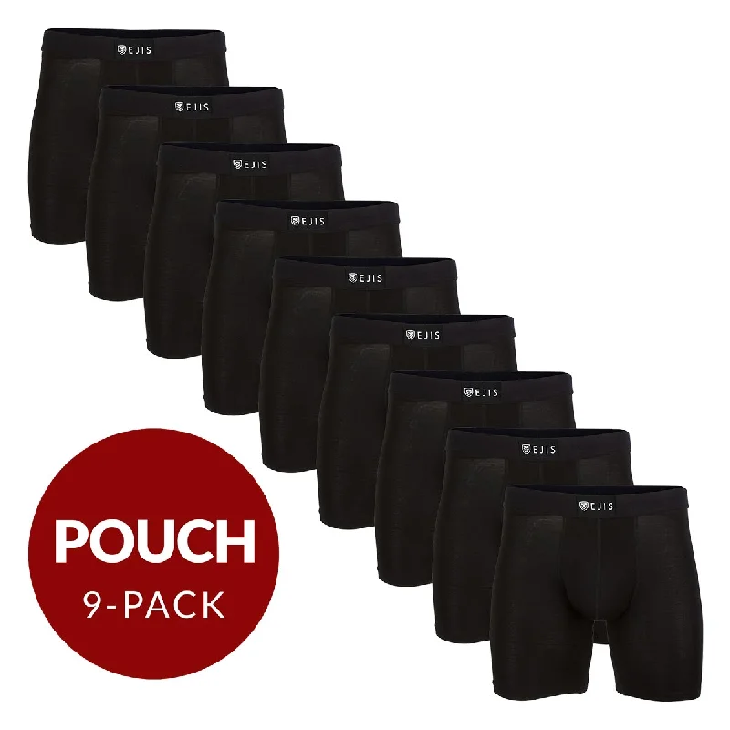 Breathable cotton men's boxer briefs for everyday wearSweat Proof Men's Boxer Briefs with Pouch - Black 9-Pack