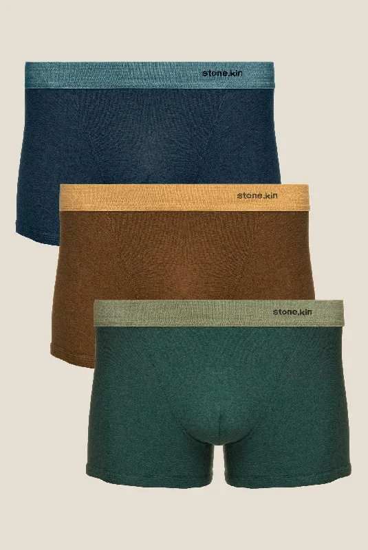 Designer men's boxer briefs with a premium lookBoxer Brief 3 Pack / Brown, Teal & Indigo