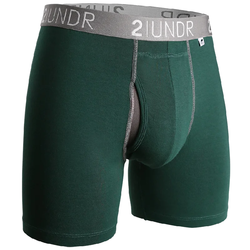 Men's boxer briefs with a soft elastic leg bandSwing Shift 6" Boxer Brief - Dark Green