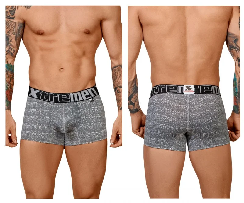 Solid - color men's boxer briefs in classic huesXtremen 51449C Geometric Jacquard Trunk Color Gray