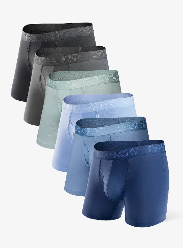 Low - rise men's boxer briefs for a modern silhouette6 Packs Bamboo Rayon Breathable Soft Boxer Briefs