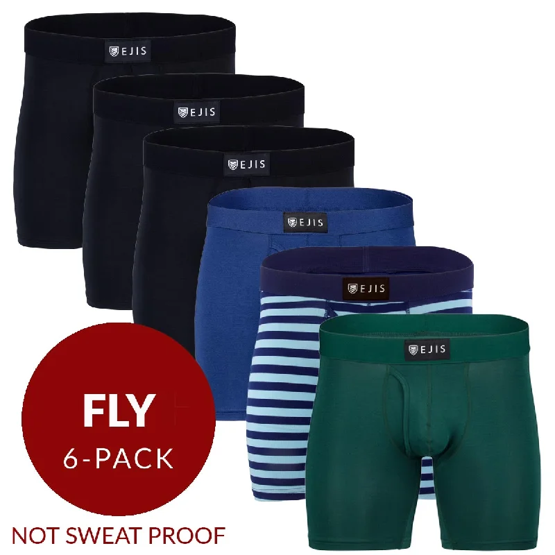 Men's boxer briefs with a contoured pouch for comfortEssential Men's Boxer Briefs with Fly - Mix 6-Pack