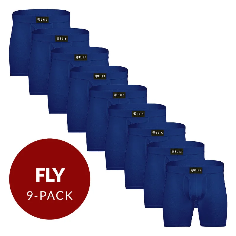 High - rise men's boxer briefs for extra supportSweat Proof Men's Boxer Briefs with Fly - Navy 9-Pack