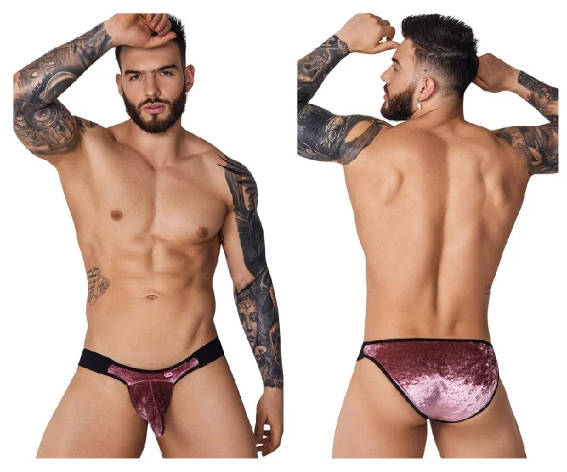 Vintage - style men's briefs for a retro lookPikante PIK 1098 Clandestine Velvet Bikini Color Pink