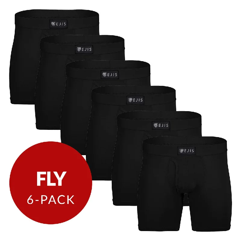 Men's boxer briefs with a reinforced waistbandSweat Proof Men's Boxer Briefs with Fly - Black 6-Pack