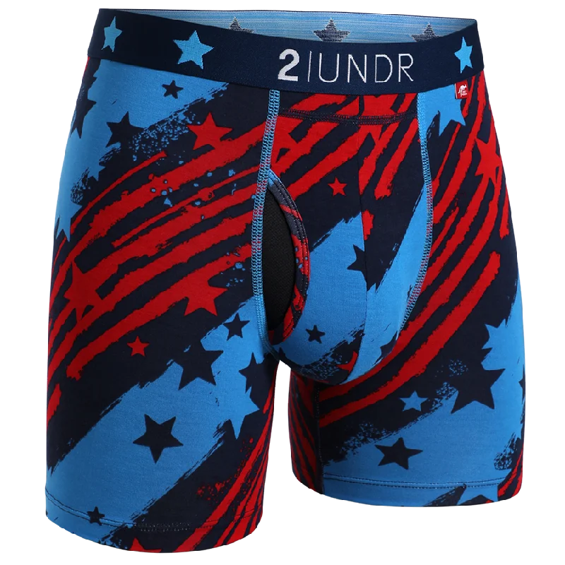 High - rise men's boxer briefs for extra supportSwing Shift 6" Boxer Brief - Stars and Bars