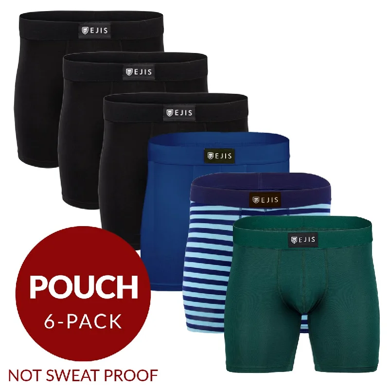 Organic cotton men's boxer briefs for sensitive skinEssential Men's Boxer Briefs with Pouch - Mix 6-Pack