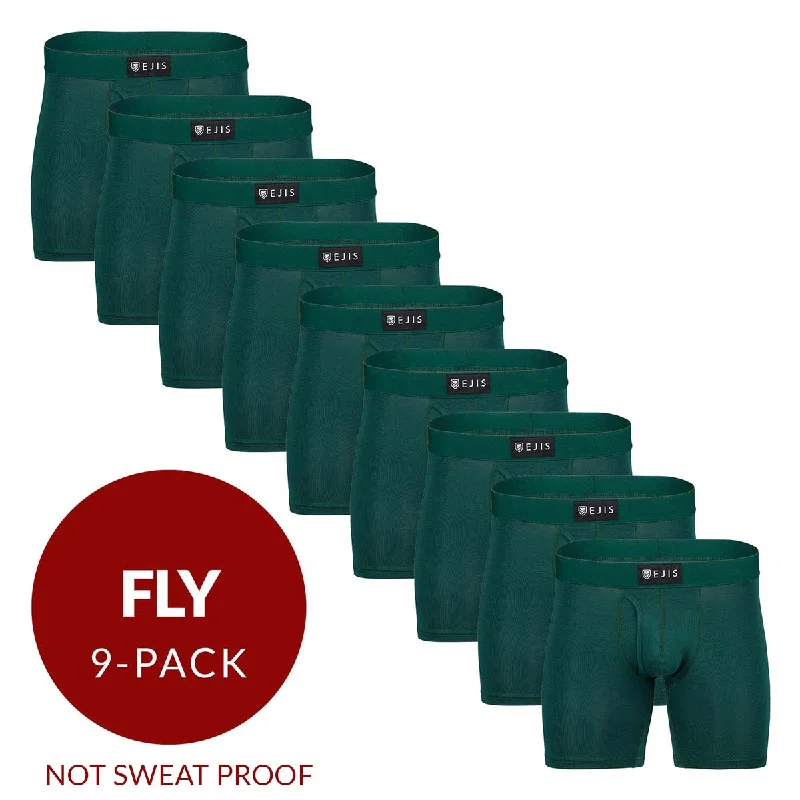 Tag - less men's boxer briefs to prevent irritationEssential Men's Boxer Briefs with Fly - Green 9-Pack