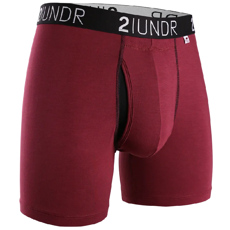 Low - rise men's boxer briefs for a modern silhouetteSwing Shift 6" Boxer Brief - Burgundy