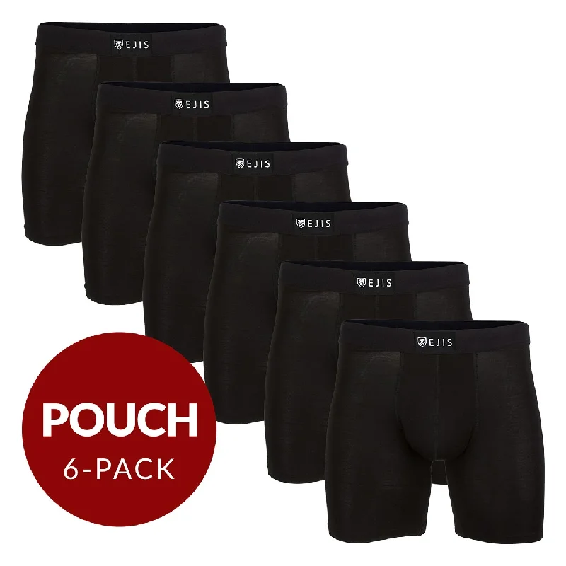 Stretch - fabric men's boxer briefs for a flexible fitSweat Proof Men's Boxer Briefs with Pouch - Black 6pk