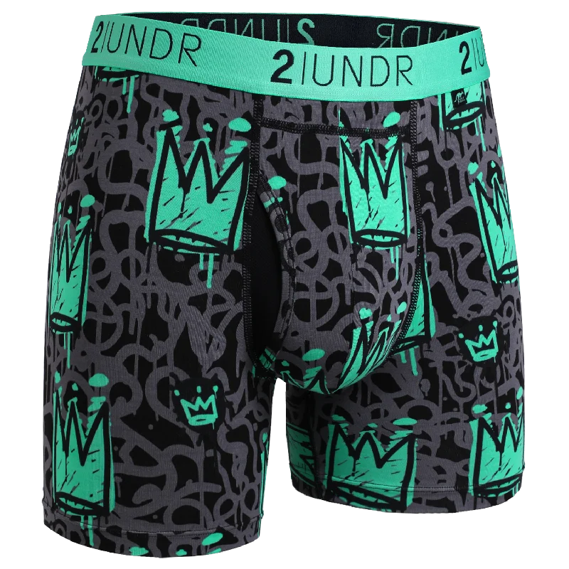 Printed men's boxer briefs with fun designsSwing Shift 6" Boxer Brief - Crowns