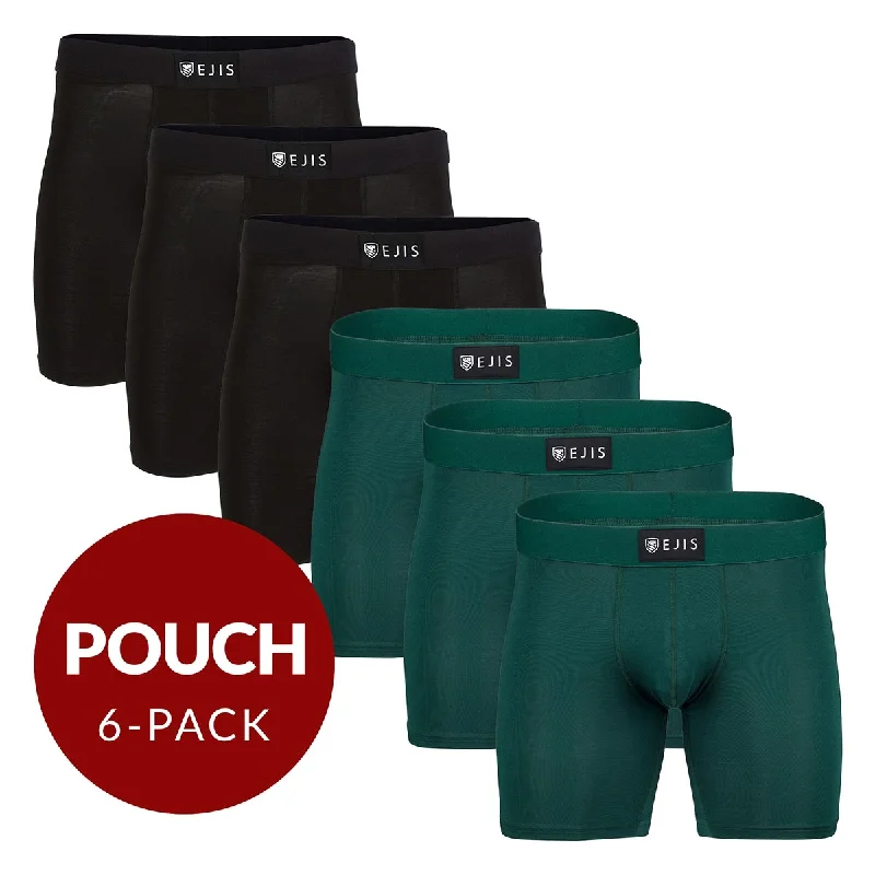 Thermal men's boxer briefs for cold weatherSweat Proof Men's Boxer Briefs with Pouch - Mix 6-Pack (3x Black, Green)