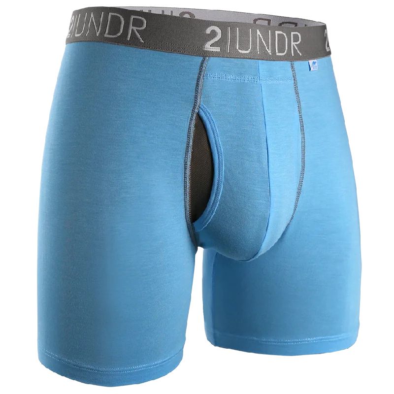 Microfiber men's boxer briefs for a smooth feelSwing Shift 6" Boxer Brief - Light Blue