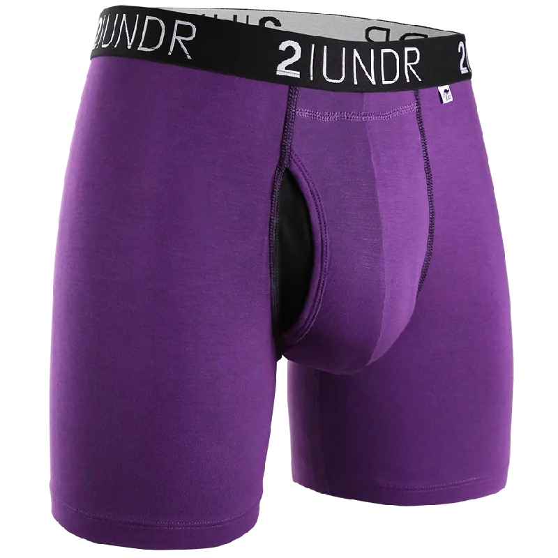 Anti - odor men's boxer briefs for long - lasting freshnessSwing Shift 6" Boxer Brief - Purple