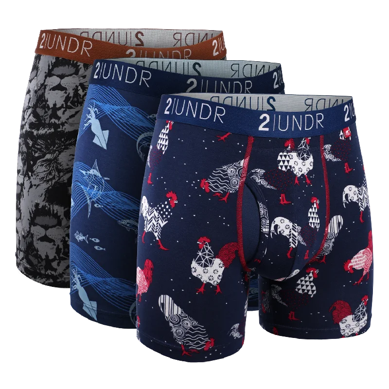 Printed men's boxer briefs with fun designsSwing Shift 6" Boxer Brief - 3 Pack Boxset - Loin K - D Sea - Pat Game