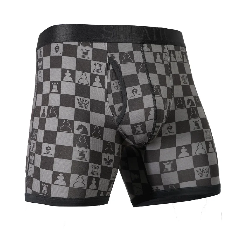 Mesh - paneled men's boxer briefs for ventilationSHEATH 4.0 Bamboo Chess Grandmaster Men's Dual Pouch Boxer Brief