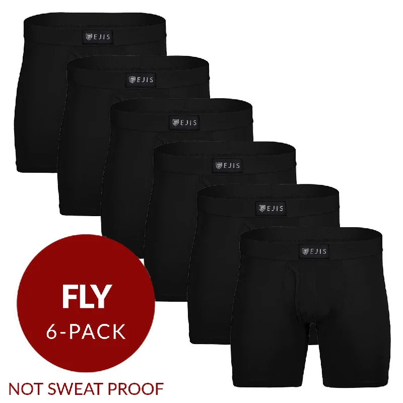 Low - rise men's boxer briefs for a modern silhouetteEssential Men's Boxer Briefs with Fly - Black 6-Pack