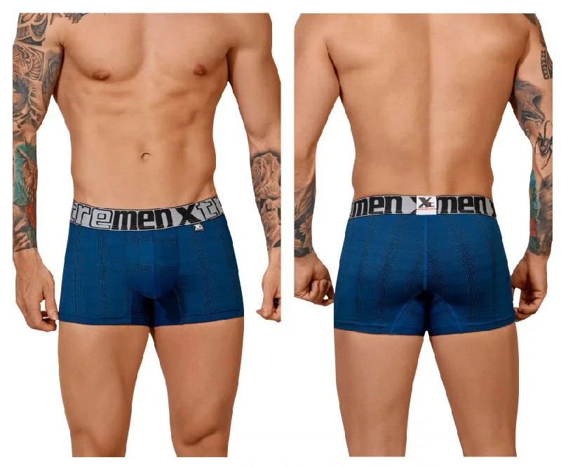 Athletic - style men's boxer briefs for active lifestylesXtremen 51451C Geometric Jacquard Trunk Color Blue