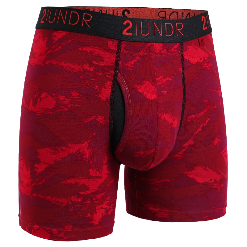 Anti - odor men's boxer briefs for long - lasting freshnessSwing Shift 6" Boxer Brief - Red Storm